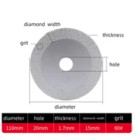 Disque de scie diamanté de qualité industrielle de 110 mm pour marbre, céramique, quartz, pierre, jade, carreaux de céramique pour meuleuse d'angle