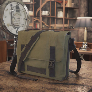 Sac de messager vintage pour hommes Sac latéral en toile avec caractéristiques adaptées à l'ordinateur portable - Product Image 5