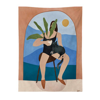 Toile de fond de yoga géométrique, tapisserie personnalisable, art nordique, abstrait, pour loisirs, plage, décoration murale, peinture suspendue, pièces