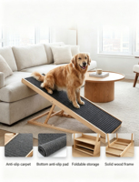 Escaleras Plegables de Madera Maciza para Mascotas, Rampa Antideslizante y Accesible para Mascotas, Escalera Personalizable para Perros y Gatos Pequeños, Medianos y Grandes