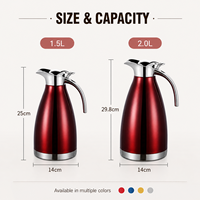 Vente en gros de carafe isotherme à double paroi en acier inoxydable 304 de 2 L pour le café et le thé, idéale pour les hôtels et les restaurants