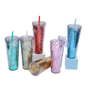 Shang Kou Ai 26oz Double Wall Glitter Straw Cup Bpa Free Portable Water Bottle For Party Gift - Product Image 5