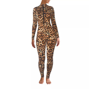 Herbst Neuankömmling Frauen Mode gedruckt O-Ausschnitt vorne Reiß verschluss Bodysuit Club Wear Langarm Jumps uit für Frauen - Product Image 3