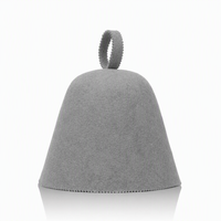 Chapeau de sauna en feutre de laine pure épaisse gris chiné, respirant et résistant à la chaleur, fait main avec logo personnalisé pour spa et hammam