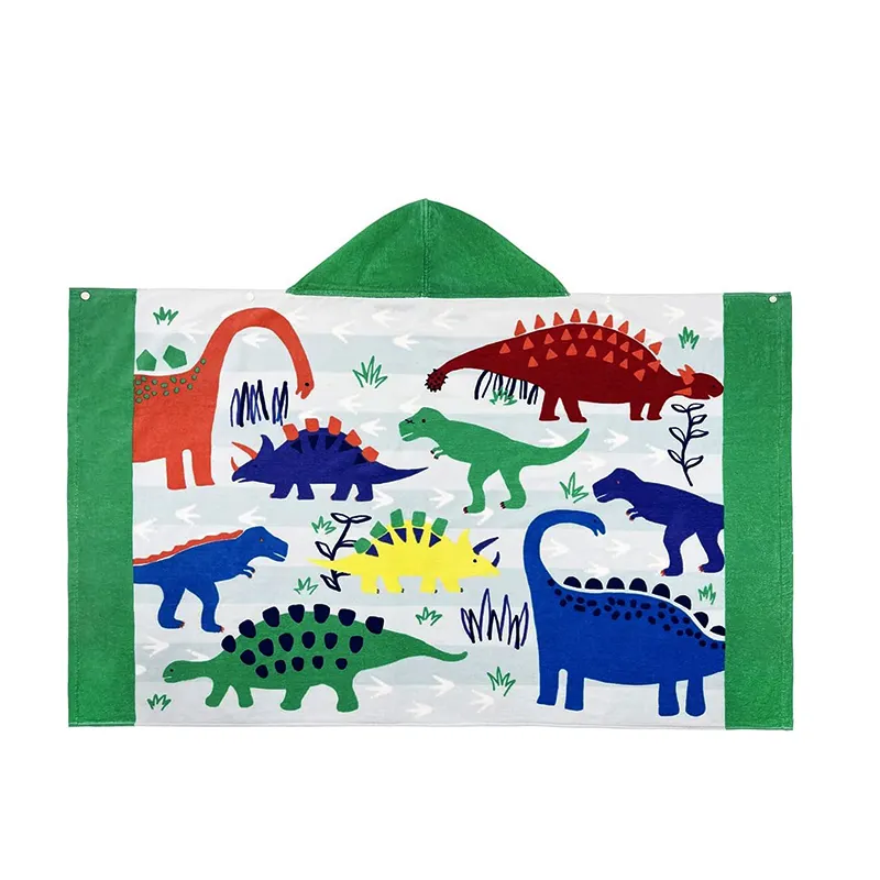 Cotone cartone animato Design morbido per bambini spugna stampato bagno Poncho asciugamano con accappatoio da piscina