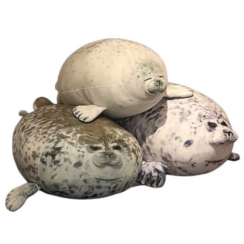 Super Soft Kawaii Cartoon Stuffed Cute Animal Seals Plush Toy Comfort Pillow Round Seal Plush Toys Cushion