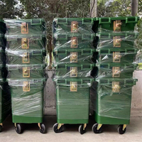 Poubelle en plastique HDPE rouge de 660 L, fabriquée en Chine, grande, écologique, avec couvercle roulant et roues pour la gestion des déchets