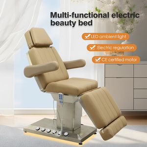 Nouveau design 2026 : Table de massage électrique à 3 moteurs avec base en acier inoxydable argenté et éclairage pour salon de beauté - Product Image 1