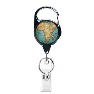 Logotipo engraçado do mapa do Word Heavy Duty Retrátil Badge Holder Reel