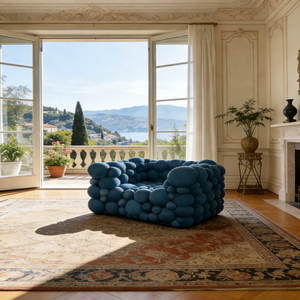 Divano Modulare di Lusso Blu Scuro con Design Artistico Moderno, Arredamento per Soggiorno di Ville e Hotel di Alta Gamma - Product Image 4