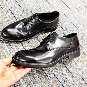 Zapatos de Vestir Formales Clásicos Modernos para Hombre, con Cordones, Transpirables, Ligeros, de Cuero Genuino, con Punta Cuadrada, Novedades para Primavera Verano - Product Image 1