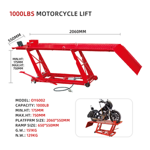 Sollevatore Idraulico Pneumatico per Moto da 450 kg con Blocco di Sicurezza e Piattaforma Antiscivolo, Attrezzatura per Sollevamento Moto per Officine <span class=keywords><strong>Auto</strong></span> - Product Image 2