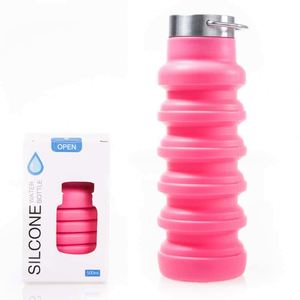 Silicone <b>Reusable</b> Water Bottle 500ml Collapsible With Lid For Travel Hiking Camping Unisex Minimalist Design - Product Image 4