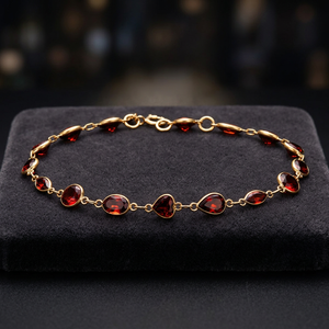 สร้อยข้อมือทอง 14k ชุบทองเหลือง ประดับพลอยสีแดง ดีไซน์งานฝีมือสไตล์ชาติพันธุ์ สำหรับทุกเพศ เหมาะสำหรับวันครบรอบ - Product Image 2
