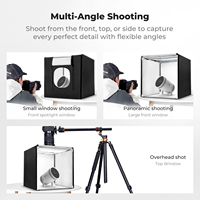 Kit de studio photo cube de 80 cm à assembler, boîte à lumière professionnelle avec éclairage LED, boîte à lumière pour photographie avec fond