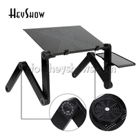 Support pliable en aluminium pour ordinateur Portable, pour lit, bureau, présentoir avec tapis de souris, grand ventilateur, disponible en noir et en rose