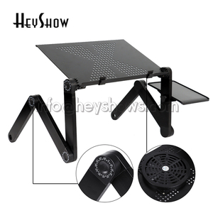 Support pliable en aluminium pour ordinateur <span class=keywords><strong>Portable</strong></span>, pour lit, bureau, présentoir avec tapis de souris, grand <span class=keywords><strong>ventilateur</strong></span>, disponible en noir et en rose - Product Image 2