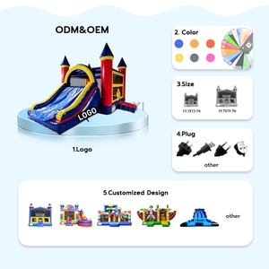 Château gonflable combiné commercial bleu foncé pour enfants et adultes, idéal pour les fêtes en extérieur - Product Image 4
