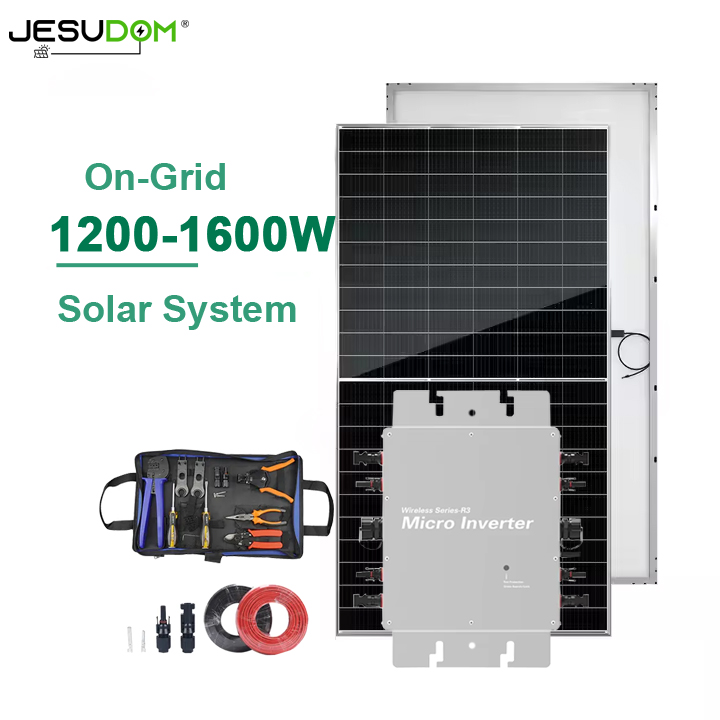 Jesudom Home Solar Energy System 1.2KW Solar Power System for Home on Grid Full Set