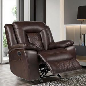 Modern Manual Recliner <b>Sofa</b> Chair Square Synthetic Leather Couch with Convertible Extendable Features for Living Room Wholesale - Product Image 4