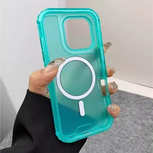 Funda Magnética 3 en 1 a Prueba de Golpes para iPhone 17 16 15 <span class=keywords><strong>14</strong></span> <span class=keywords><strong>13</strong></span> 12 <span class=keywords><strong>Pro</strong></span> <span class=keywords><strong>Max</strong></span>, Transparente, Delgada, con Carga Inalámbrica - Product Image 5