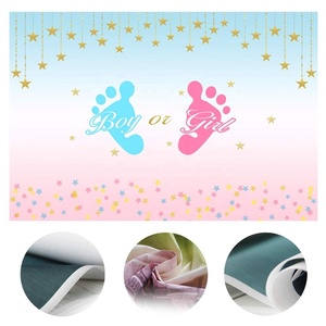 Fondale per Festa di Rivelazione del Sesso 7x5ft, Sfondo in Vinile con Piedini Maschietto o Femminuccia, Rosa e Blu con Piccole Stelle per Baby Shower - Product Image 2