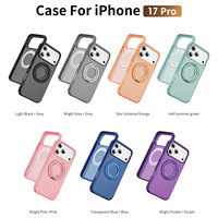 Coques de téléphone portable transparentes en PC pour la série 17 avec support d'engrenage, compatibles avec les modèles 15 Plus et 17 Pro, conception pivotante
