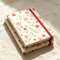 Carnet de notes A5 personnalisé à couverture rigide avec impression florale en forme de cœur, journal, papeterie, cadeau