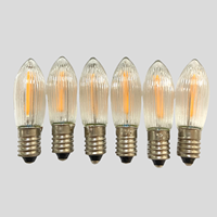 Bombilla LED COB E10 C6 con Filamento, 8-55V 0.2W, Bombilla Decorativa para Arco de Navidad