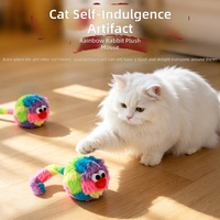 Jouet pour chat en peluche avec herbe à chat, souris arc-en-ciel à longue queue, à mâcher, interactif, vente en gros