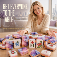 Ensemble de Mahjong Américain de Noël 160 Pièces, Tuiles Acryliques Effet Marbre Rêveur, Cadeau pour Soirée de Jeu de Noël, Personnalisable OEM