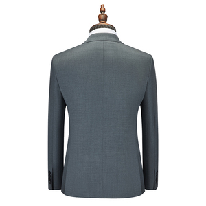 Costume formel pour homme en laine pure, gris, simple boutonnage, demi-canvas, col en V, taille XL, résistant aux plis, respirant, coupe-vent pour - Product Image 2
