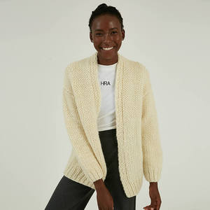2022 Knitwear Factory 100% Cotton <strong>Chunky</strong> Heavy Gauge Cable Knit Sweater Cardigan Coat for <strong>Women</strong> - Product Image 1