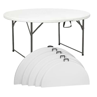 Vente en gros Tables rondes pliantes portables blanches de banquet en plastique HDPE blanc de 5 pieds 6 pieds 72 pouces pour mariage