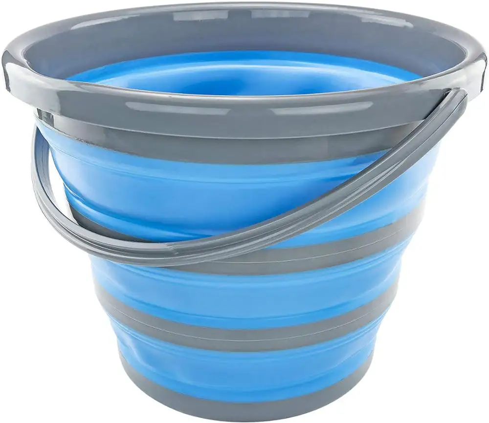 10L Foldable Portable Basin Outdoor Tourism Bucket Camping Car Wash Bucket Folding Round Silicone Bucket