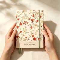 Agenda personnalisé A5 à couverture rigide florale 2028, couverture décorative imprimée de fleurs, carnet quotidien, cadeau