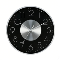 Reloj de Pared Moderno y Elegante con Esfera Negra Oscura, Metálico, de 12 Pulgadas, Cuarzo Analógico, Fácil de Leer
