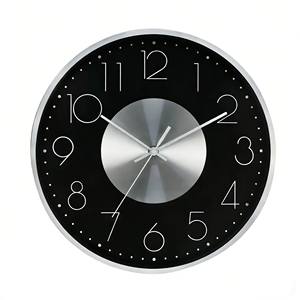 Reloj de Pared Colgante de Cuarzo Analógico de Metal con Esfera Negra Oscura de 12 Pulgadas, Estilo Moderno - Product Image 1