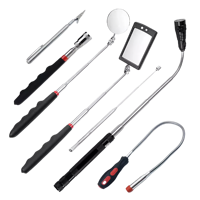 Espejo de inspección telescópico, Kit de herramientas de recogida magnética con luz LED para reparación de coche