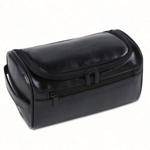 Custom PU Leather Fashion Zipper <b>Case</b> Large Capacity <b>Makeup</b> Bag Geometric Pattern Retro Travel Storage Multi-Functional Toilet - Product Image 6