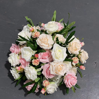 Arrangement floral de centre de table de mariage moderne 30 cm Rose Blush, style fleurs sauvages, avec verdure, pour décoration de fête de jardin, rose en soie élégante et haute
