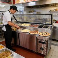 Table de préparation à double température en acier inoxydable 2M AC pour pizzeria, avec refroidisseur d'air intégré