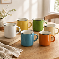 Mug en céramique émaillée classique en gros, 3 tailles, 6 couleurs, tasse à café pour le camping, logo personnalisé, compatible micro-ondes et lave-vaisselle