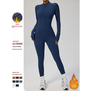 Nouveau style européen et américain, automne-hiver, velours fin, fermeture éclair, respirant, sans couture, bretelles spaghetti, manches longues, yoga, sport - Product Image 6