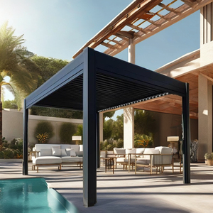 Pergola de jardin écologique 3x4m 4x6m en aluminium à toit rigide avec lames motorisées, auvent de terrasse extérieur, gazebo et pavillon - Product Image 2