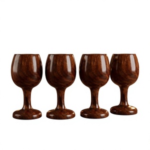 Custom Logo <b>Handmade</b> Solid Wood Eco-Friendly Reusable 250ml Modern Design Wine Glass Gift Cup - Product Image 3