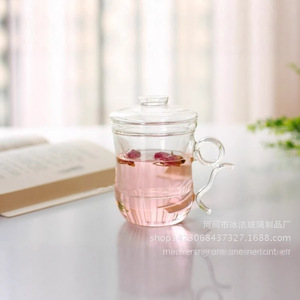 Taza de té de vidrio de doble pared de 400 ml con tapa y filtro para el té de la tarde en la oficina - Product Image 2