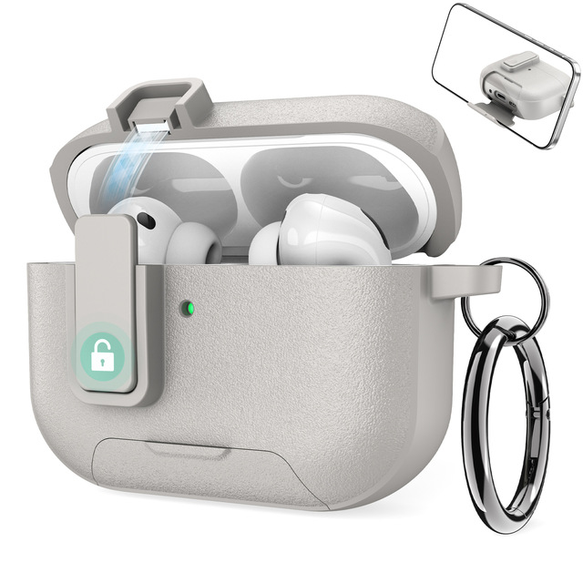 For AirPods Pro 3 2 4 Earphone Shockproof Case with Locking Clasp One-touch Open Lid Stand Function TPU Protective Cover Case
