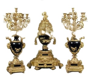 <span class=keywords><strong>2025</strong></span> mới AY đầy đủ thiết lập sang trọng cổ điển trang trí nội thất đồng thau thiên thần bảng đồng hồ và Alabaster nến - Product Image 5