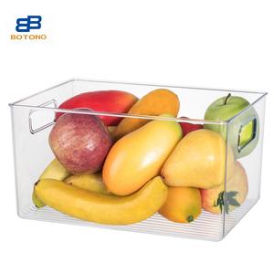 Plastic Refrigerator Storage Box with Handle Large Fridge Storage Bins Kitchen Storage Bin Pantry Organizers Clear Wholesale